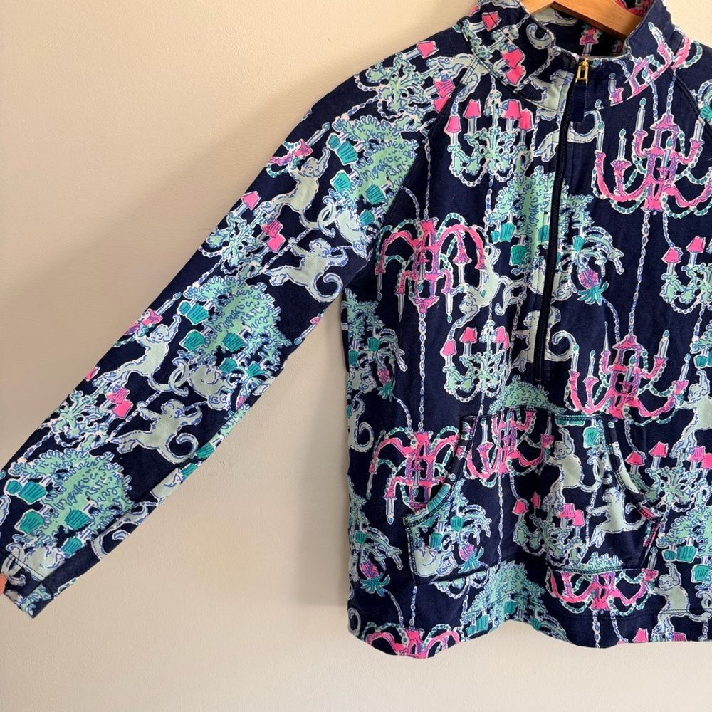 Lilly Pulitzer Captain Popover Monkey Trouble Print Half Zip Girls XL 12 14 - Picture 3 of 9